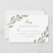Elegant Greenery Leaf Wedding RSVP (Achterkant)