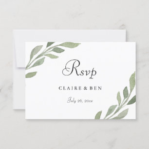 Elegant Greenery Leaf Wedding RSVP
