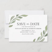 Elegant Greenery Leaf Wedding Save the Date (Voorkant)
