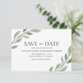 Elegant Greenery Leaf Wedding Save the Date (Staand voorkant)