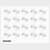 ELEGANT Greenery Leaves Gold Wedding Invitation Cl Ronde Sticker (Vel)