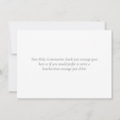 Elegant Greenery Leaves Heilige Communie Dank u Bedankkaart (Achterkant)