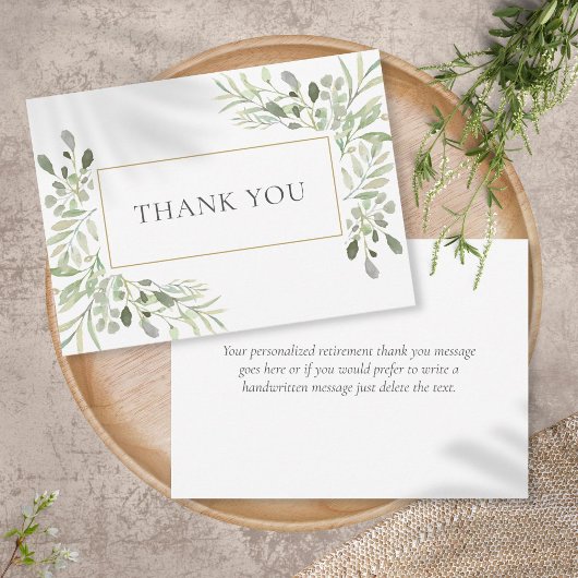 Elegant Greenery Leaves Retirement Bedankt