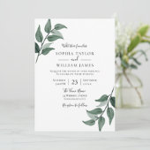 Elegant Greenery Leaves Spring Wedding Kaart (Staand voorkant)