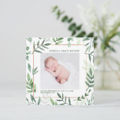 Elegant Greenery Lijst | Fotogeboorte Baby Aankondiging (Staand voorkant)