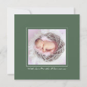 Elegant Greenery Lijst | Fotogeboorte Baby Aankondiging (Achterkant)