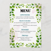 Elegant Greenery Lijst Wedding Menu (Voorkant)