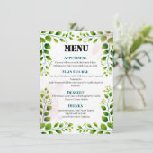 Elegant Greenery Lijst Wedding Menu (Staand voorkant)