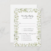 Elegant Greenery Meals RSVP Kaartje (Voorkant / Achterkant)