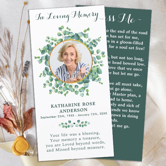 Elegant Greenery Memorial Foto Funeral Prayer