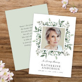 Elegant Greenery Memorial Fotoaankondiging Kaart