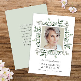 Elegant Greenery Memorial Fotoaankondiging Kaart