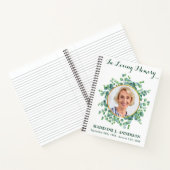 Elegant Greenery Memorial Photo Funeral Guestbook Notitieboek (Binnen)