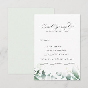 Elegant Greenery Menu Keuze RSVP-kaart