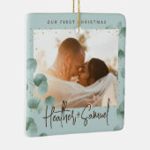 Elegant Greenery Merry and Married Photo Keramisch Ornament (Rechts)