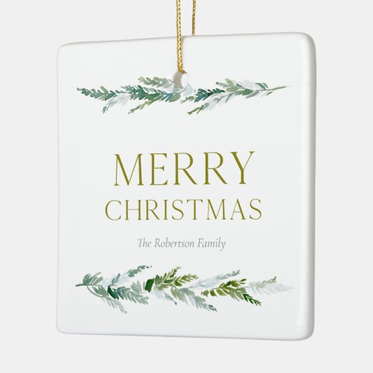 Elegant Greenery Merry Christmas Keramisch Ornament (Links)