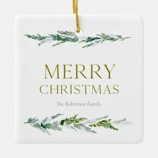 Elegant Greenery Merry Christmas Keramisch Ornament (Voorkant)