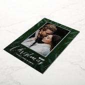 Elegant Greenery Merry Christmas Photo Folie Feestdagenkaart (Gedraaid)