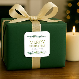 Elegant Greenery Merry Christmas Vierkante Sticker