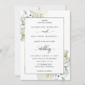 Elegant Greenery met Waterverf Stains Wedding Kaart (Voorkant)