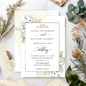 Elegant Greenery met Waterverf Stains Wedding Kaart