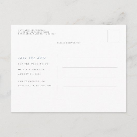 Elegant Greenery Minimal Save the Date Aankondigingskaart (Achterkant)