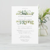 Elegant Greenery minimalist Wedding Invitation Kaart (Staand voorkant)