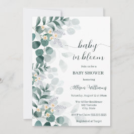 Elegant greenery modern eucalyptus baby shower inv kaart