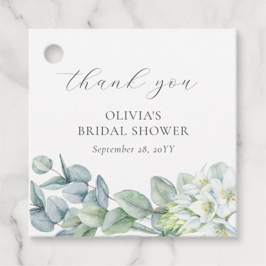 Elegant Greenery Modern Script Dank u wel Bedankjes Labels (Voorkant)