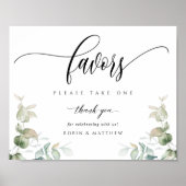 Elegant Greenery Modern Script Wedding for Sign Poster (Voorkant)