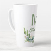 Elegant Greenery Monogram Aangepaste naam en Initi Latte Mok (Linkerhoek)