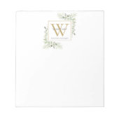 Elegant Greenery Monogram Name Notitieblok (Voorkant)