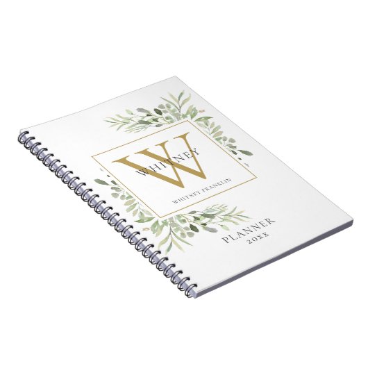 Elegant Greenery Monogram Name Planner 2021 Notitieboek (Rechterzijde)