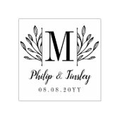 Elegant Greenery Monogram Namen & Wedding Date Rubberstempel (Afrduk)