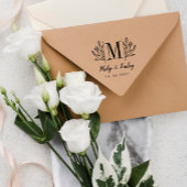 Elegant Greenery Monogram Namen & Wedding Date Rubberstempel