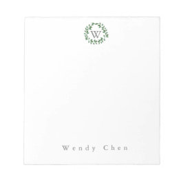 Elegant greenery monogram notepad notitieblok