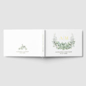 Elegant Greenery Monogram Trouwen Gouden Folie Gastenboek (Volledig)
