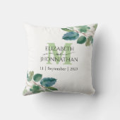 Elegant Greenery Monogram Wedding Kussen (Achterkant)