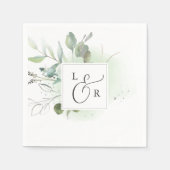 Elegant Greenery Monogram Wedding Napkins Servet (Voorkant)