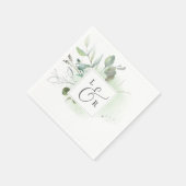 Elegant Greenery Monogram Wedding Napkins Servet (Hoek)