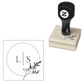 Elegant Greenery Monogram Wedding Rubberstempel (Gestempeld)