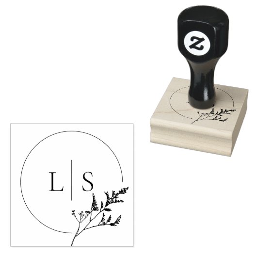 Elegant Greenery Monogram Wedding Rubberstempel (Gestempeld)