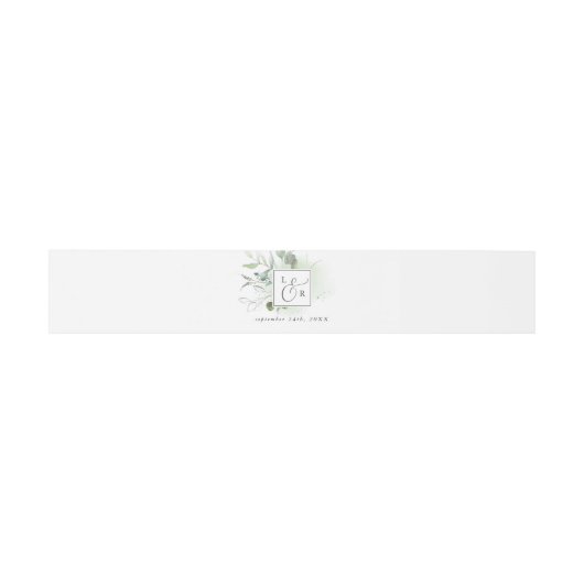 Elegant Greenery Monogrammed Wedding Uitnodigingen Wikkel (Vlak)