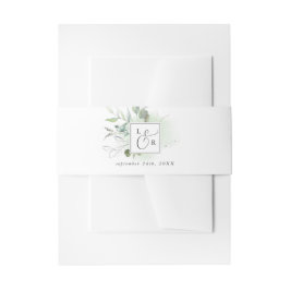 Elegant Greenery Monogrammed Wedding Uitnodigingen Wikkel