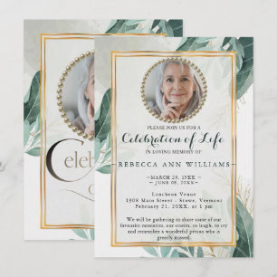 Elegant Greenery Natuur Gold Celebration of Life Kaart