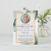 Elegant Greenery Natuur Gold Celebration of Life Kaart (Staand voorkant)