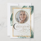 Elegant Greenery Natuur Gold Celebration of Life Kaart (Achterkant)