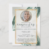 Elegant Greenery Natuur Gold Celebration of Life Kaart (Voorkant)