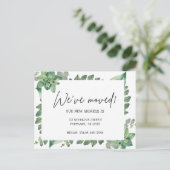 Elegant Greenery Nieuwe Adres Verhuisaankondiging Briefkaart (Staand voorkant)