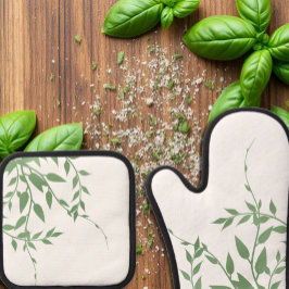 Elegant Greenery Ovenwant & Pannenlap Set